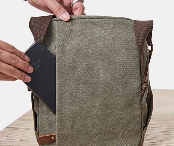 Mens Canvas Gray Cool Messenger Bag Side Bag Canvas Shoulder Bag for Men
