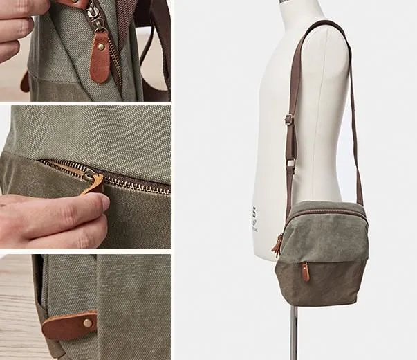 Mens Canvas Gray Cool Messenger Bag Side Bag Canvas Shoulder Bag for Men