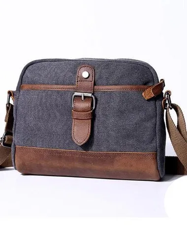 Mens Waxed Canvas Leather Small Courier Bags Canvas Messenger Side Bag for Men