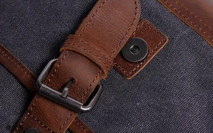 Mens Waxed Canvas Leather Small Courier Bags Canvas Messenger Side Bag for Men