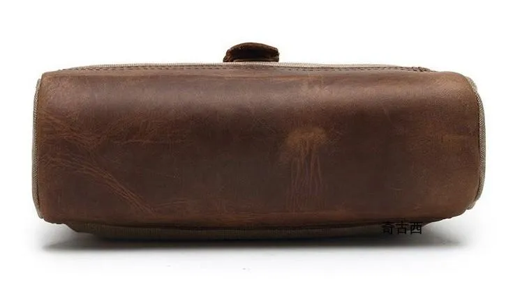 Mens Waxed Canvas Leather Small Courier Bags Canvas Messenger Side Bag for Men