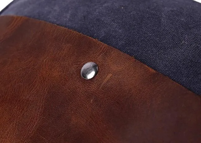 Mens Waxed Canvas Leather Small Side Bag Canvas Messenger Courier Bags for Men