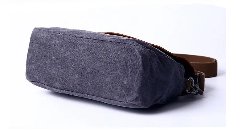 Mens Waxed Canvas Leather Small Side Bag Canvas Messenger Courier Bags for Men