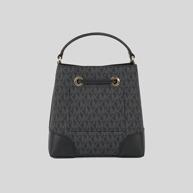 Michael Kors Mercer Signature Small Drawstring Bucket Black 35F2GM9M1B