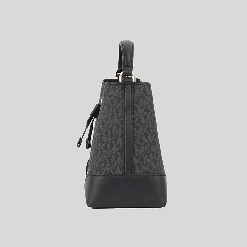 Michael Kors Mercer Signature Small Drawstring Bucket Black 35F2GM9M1B