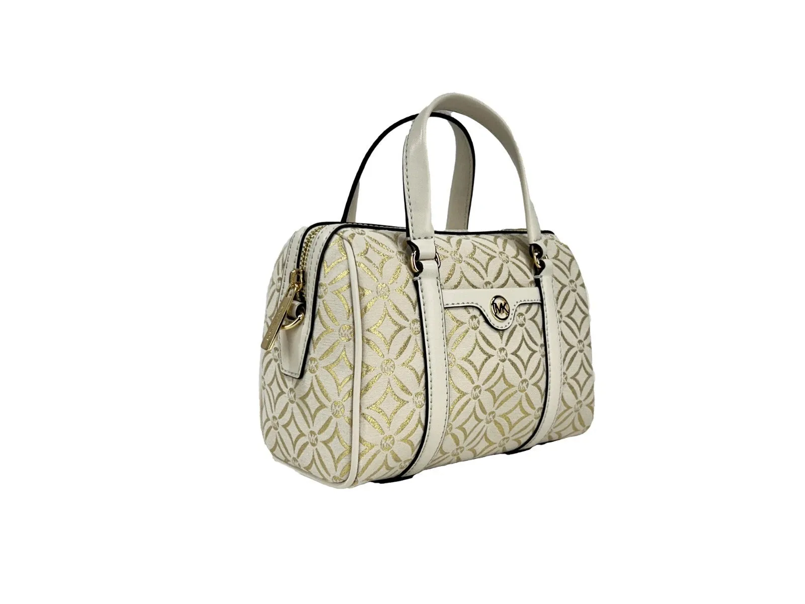 Michael Kors Travel Small Pebbled Leather Duffle Crossbody Handbag Pale gold Women's multi
