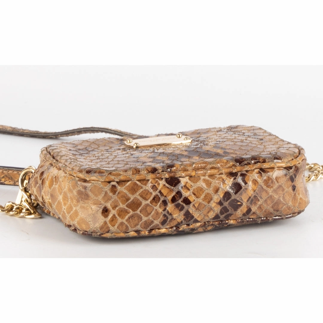 Michael Kors Brown Python Embossed Leather Crossbody Bag