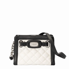 Michael Kors White/Black Quilted Leather Hamilton Crossbody Bag