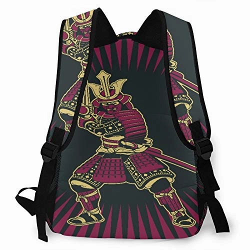 Multifunctional Casual Backpack,Japanese Samurai With Katana,Adult Teens College Double Shoulder Pack Travel Sports Bag Computer Notebooks