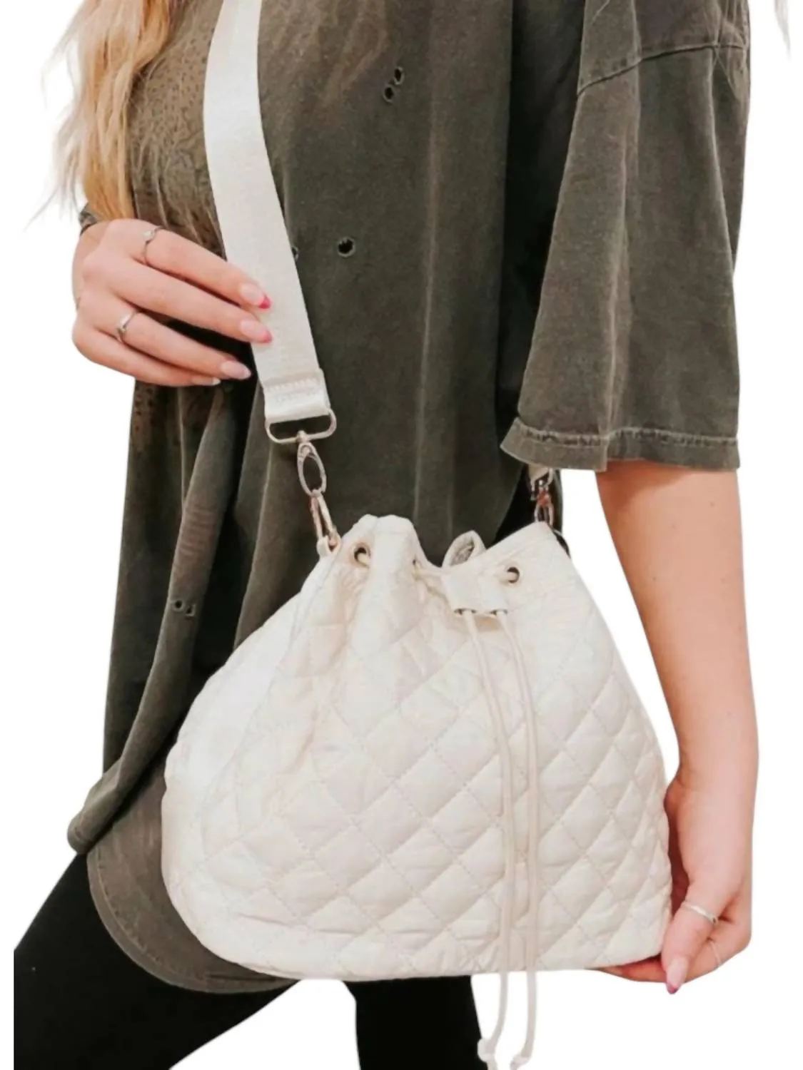 Natalia Quilted Crossbody Bag In Cream