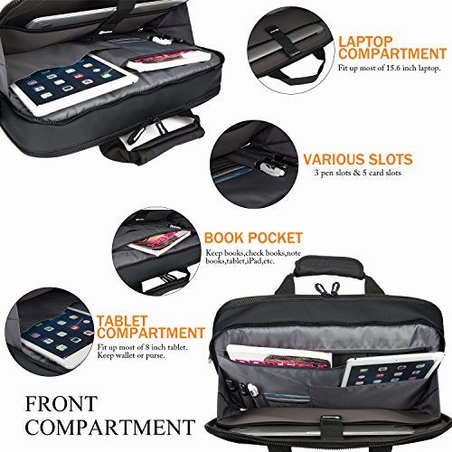 NiceEbag Rugged Armor Laptop Briefcase Messenger Bag with Rainproof Resilient Shock Absorption