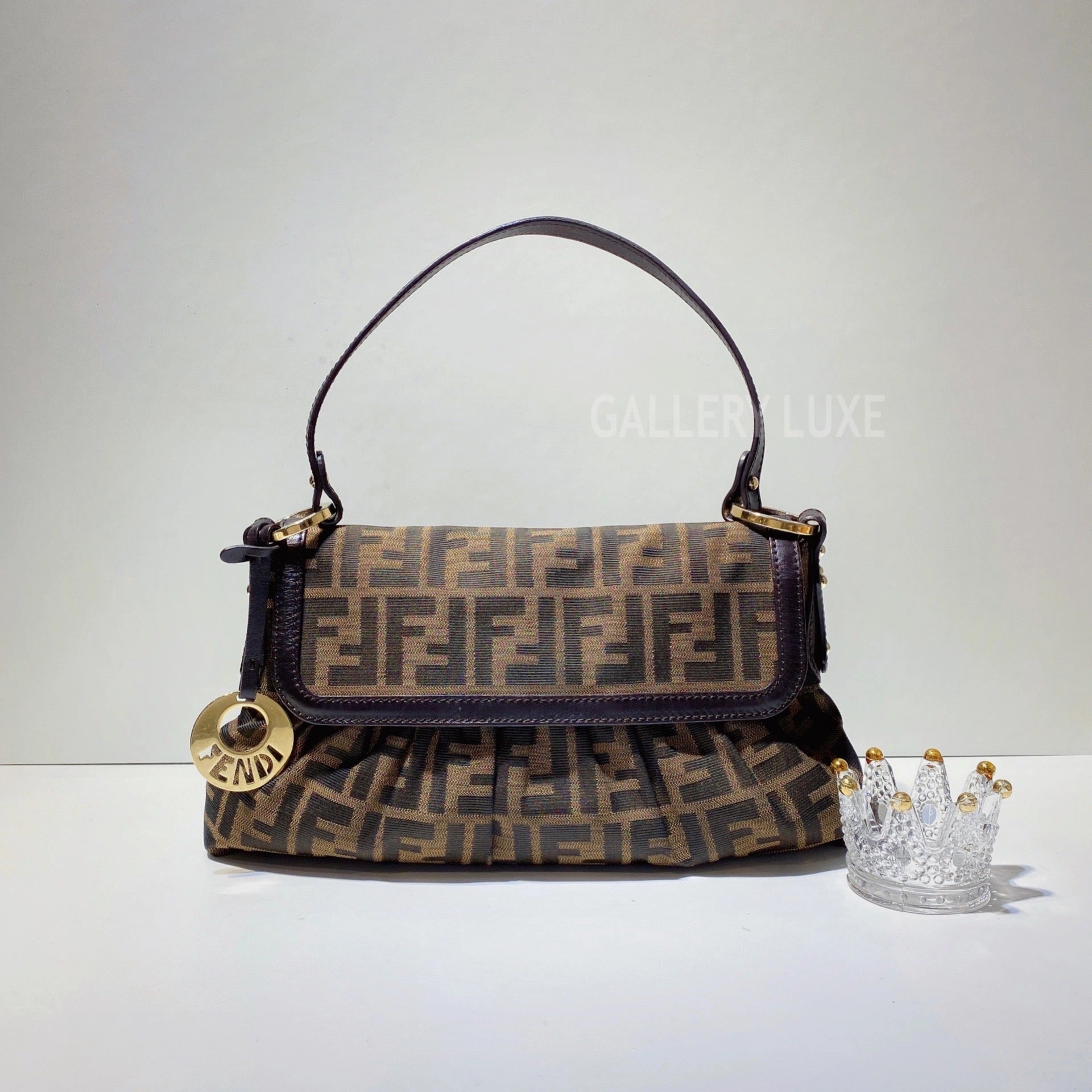 No.2960-Fendi Tobacco Zucca Canvas Shoulder Bag