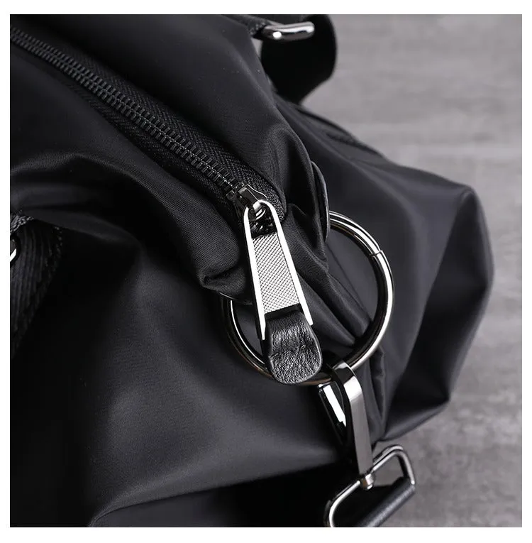 Nylon Leather Handbag Purse Womens Black Nylon Shoulder Purse Nylon Work Crossbody Purse for Ladies