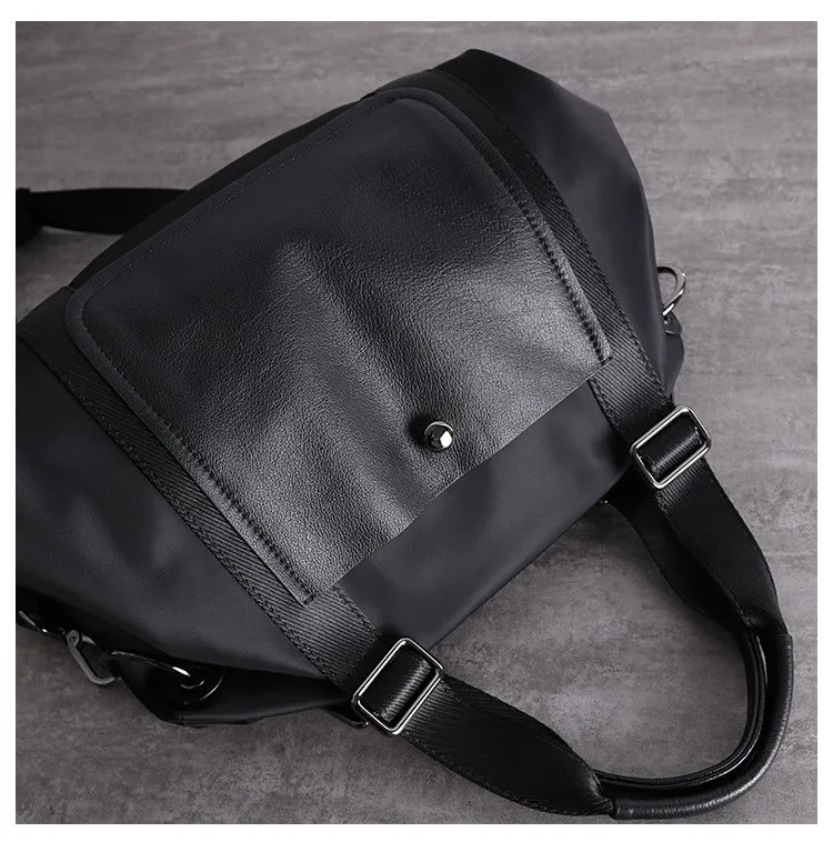 Nylon Leather Handbag Purse Womens Black Nylon Shoulder Purse Nylon Work Crossbody Purse for Ladies