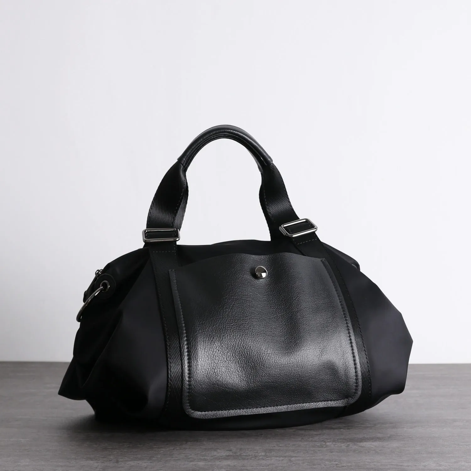 Nylon Leather Handbag Purse Womens Black Nylon Shoulder Purse Nylon Work Crossbody Purse for Ladies
