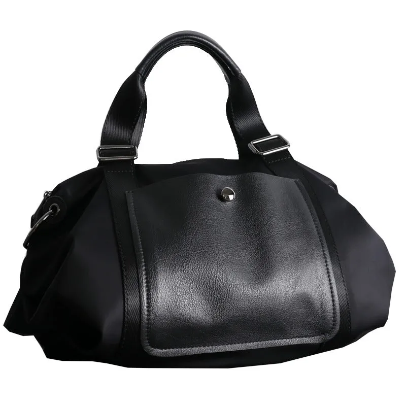 Nylon Leather Handbag Purse Womens Black Nylon Shoulder Purse Nylon Work Crossbody Purse for Ladies