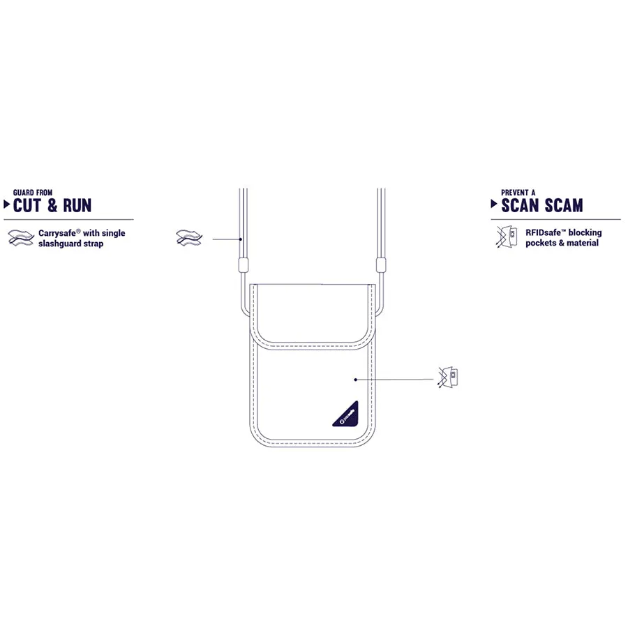 PACSAFE Coversafe X75 RFID Block Neck Pouch-Grey