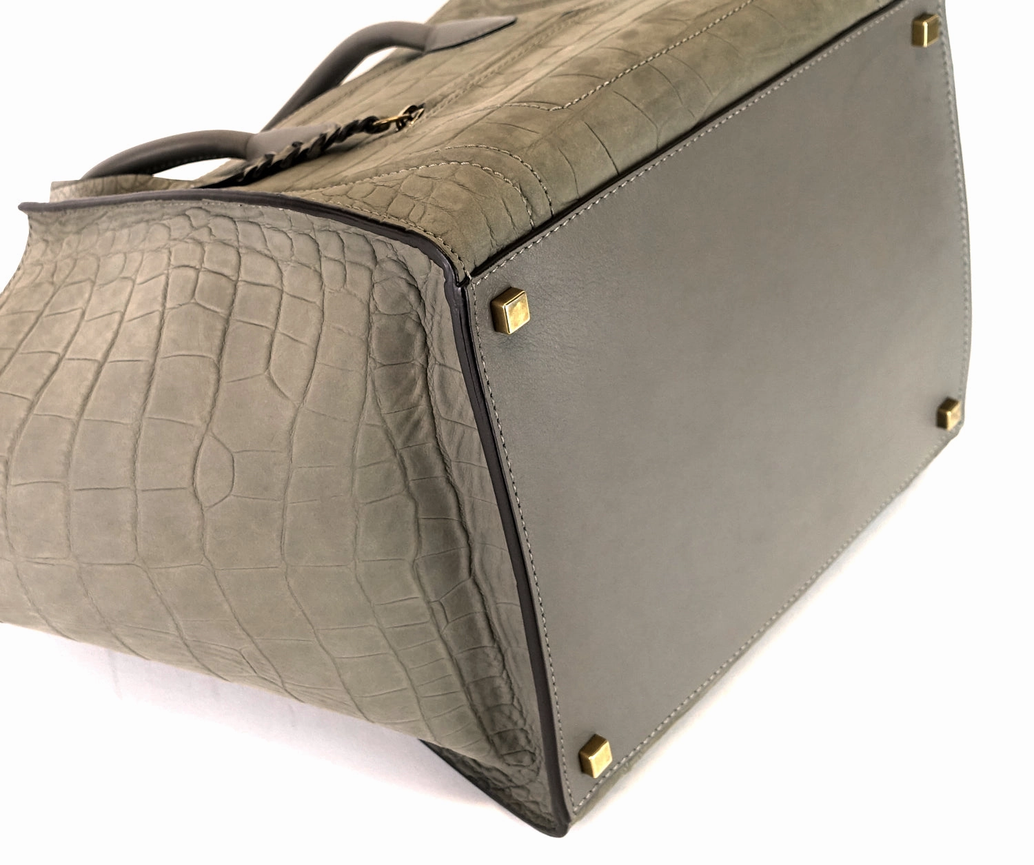 Phantom Crocodile Embossed Nubuck Medium Bag