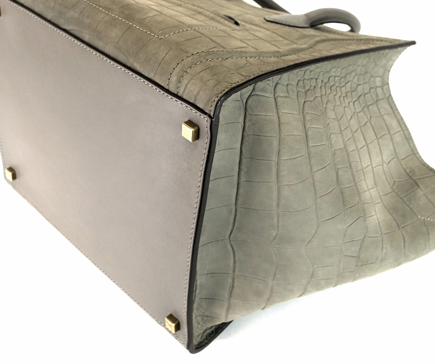 Phantom Crocodile Embossed Nubuck Medium Bag