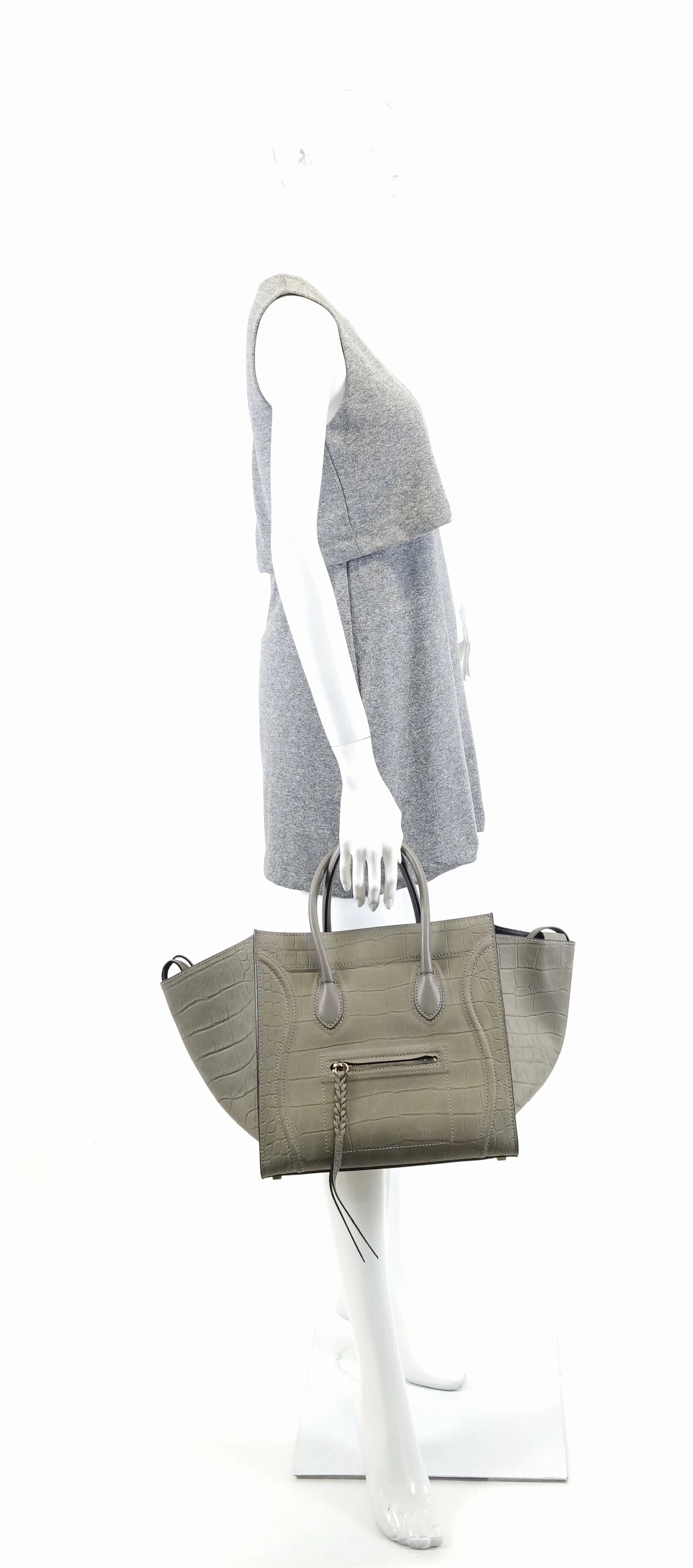 Phantom Crocodile Embossed Nubuck Medium Bag