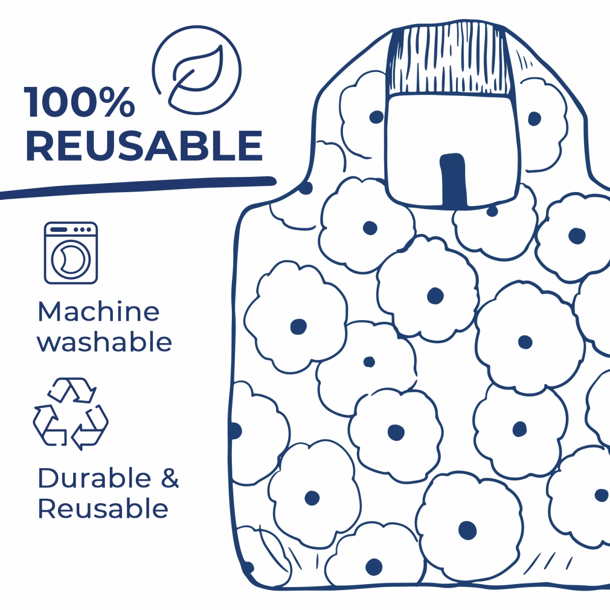 Pickleball Fun blu Bag Reusable Shopping Bag-Machine washable