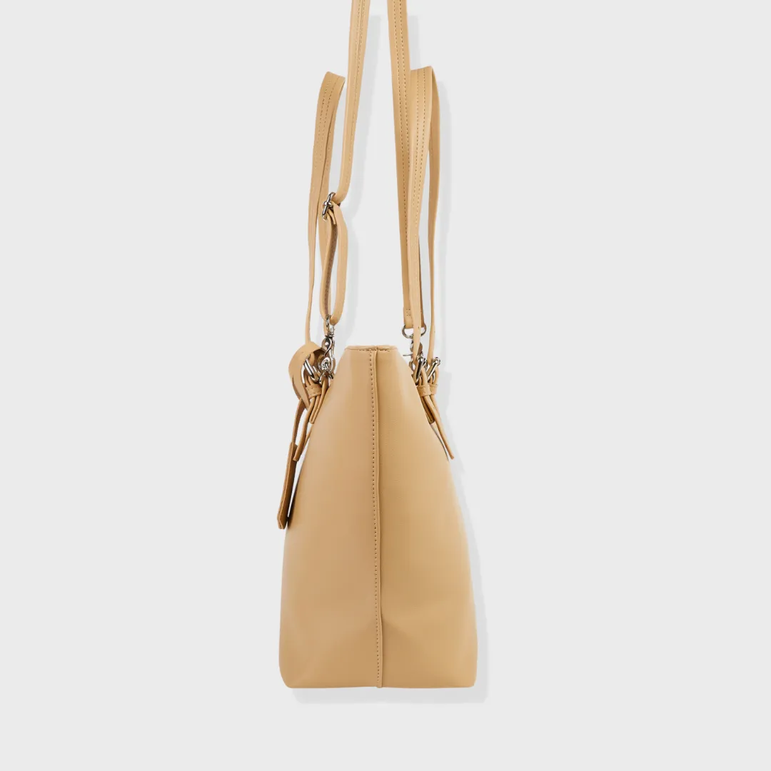 PORTO VEGAN LEATHER SHOULDER BAG BEIGE