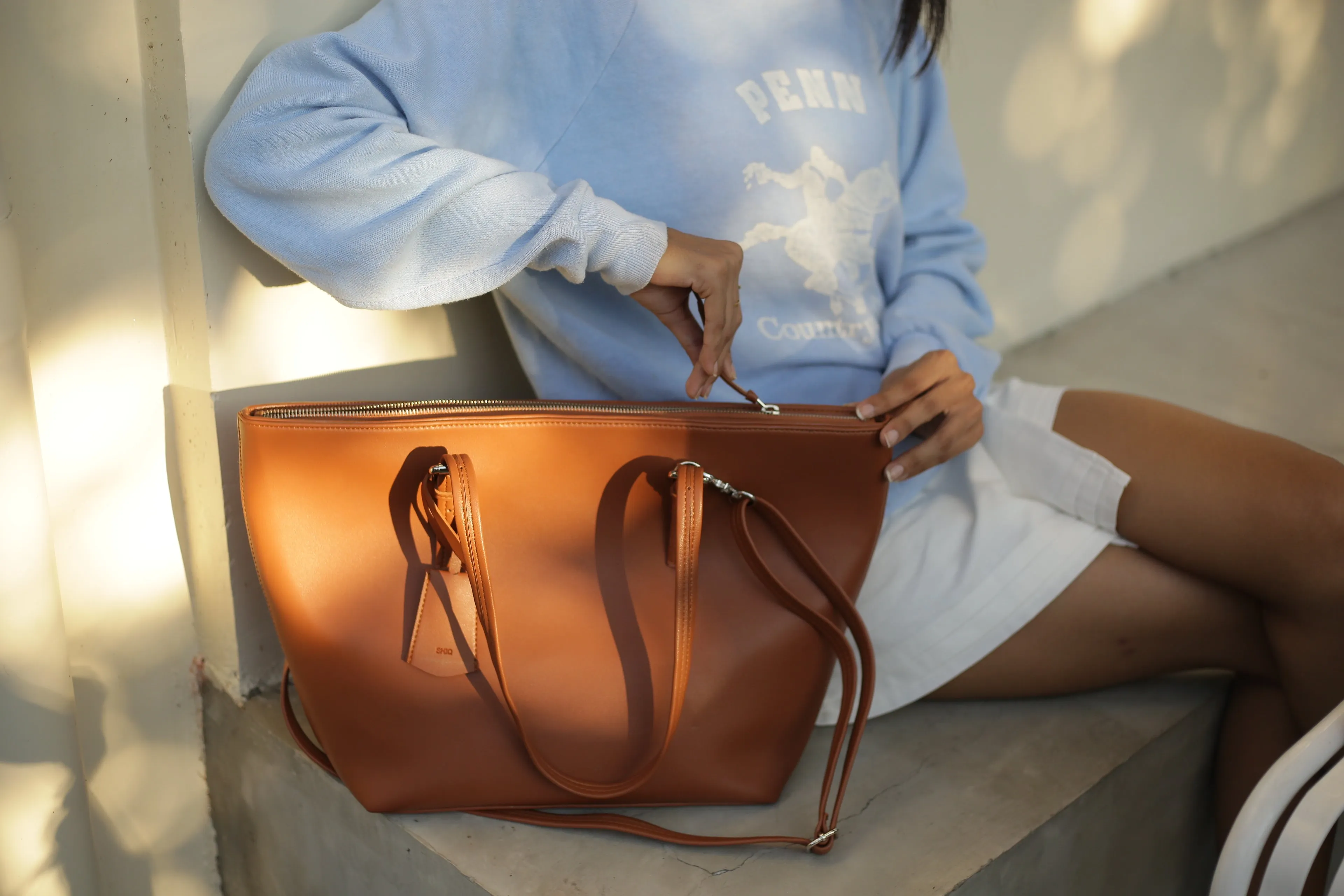 PORTO VEGAN LEATHER SHOULDER BAG BEIGE