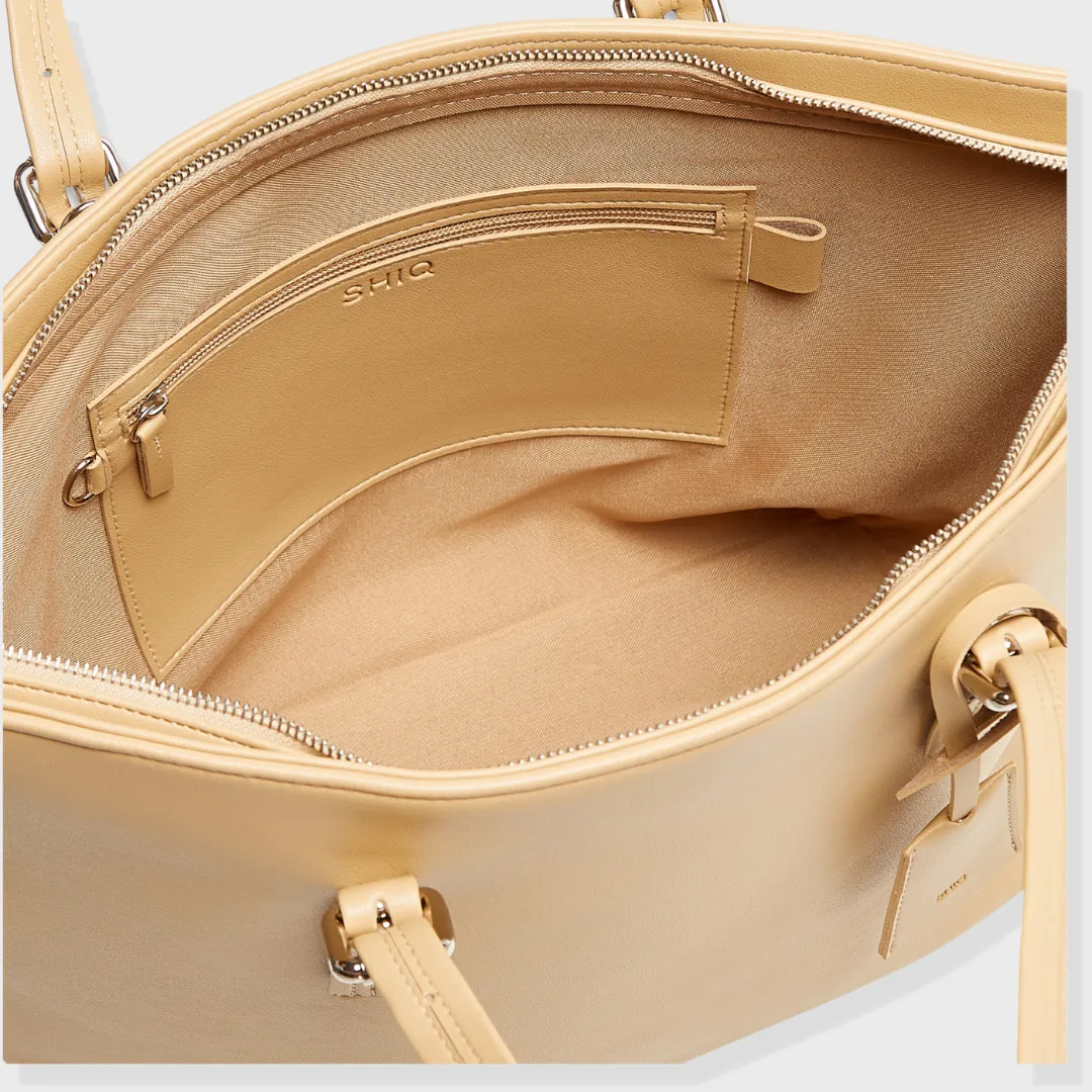 PORTO VEGAN LEATHER SHOULDER BAG BEIGE
