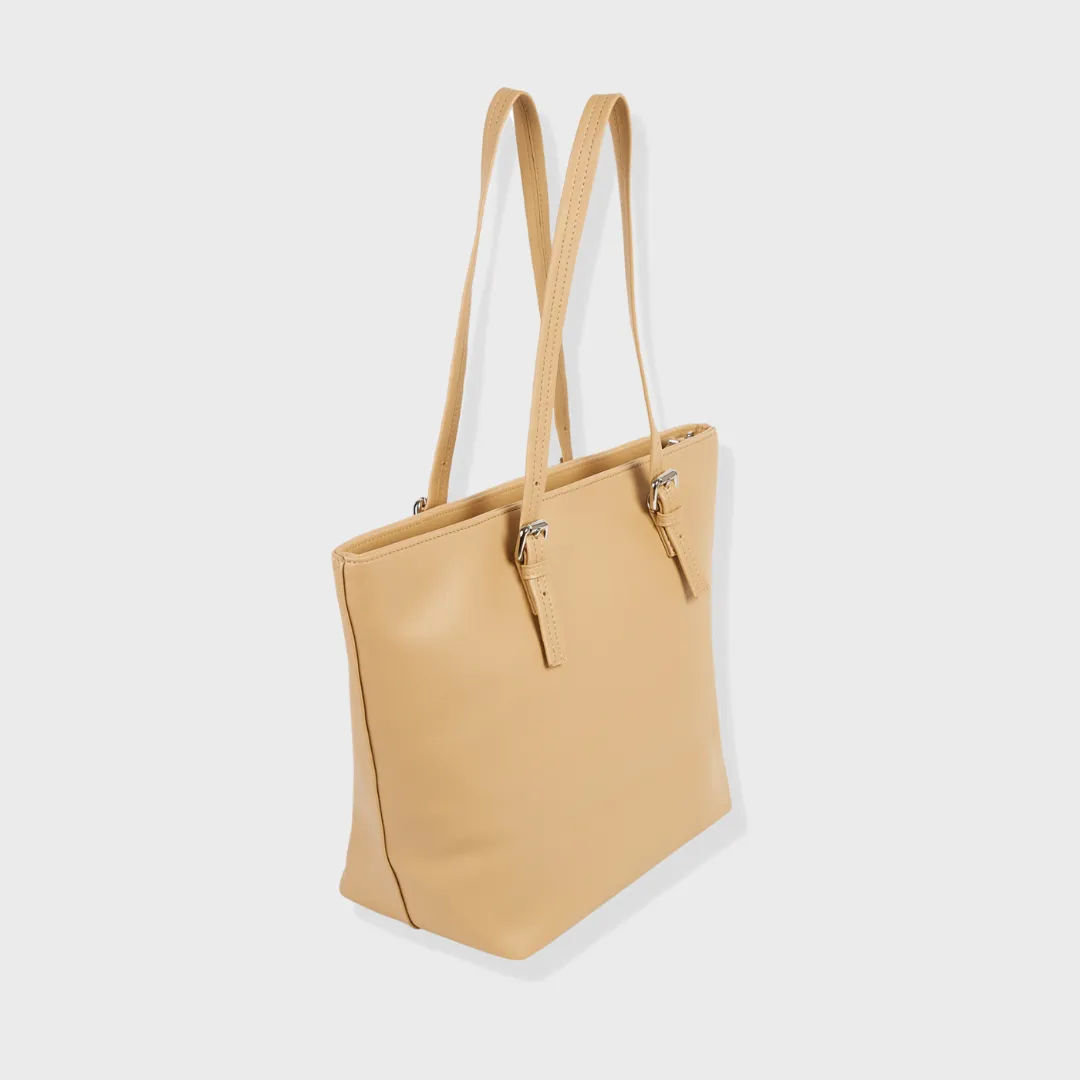 PORTO VEGAN LEATHER SHOULDER BAG BEIGE