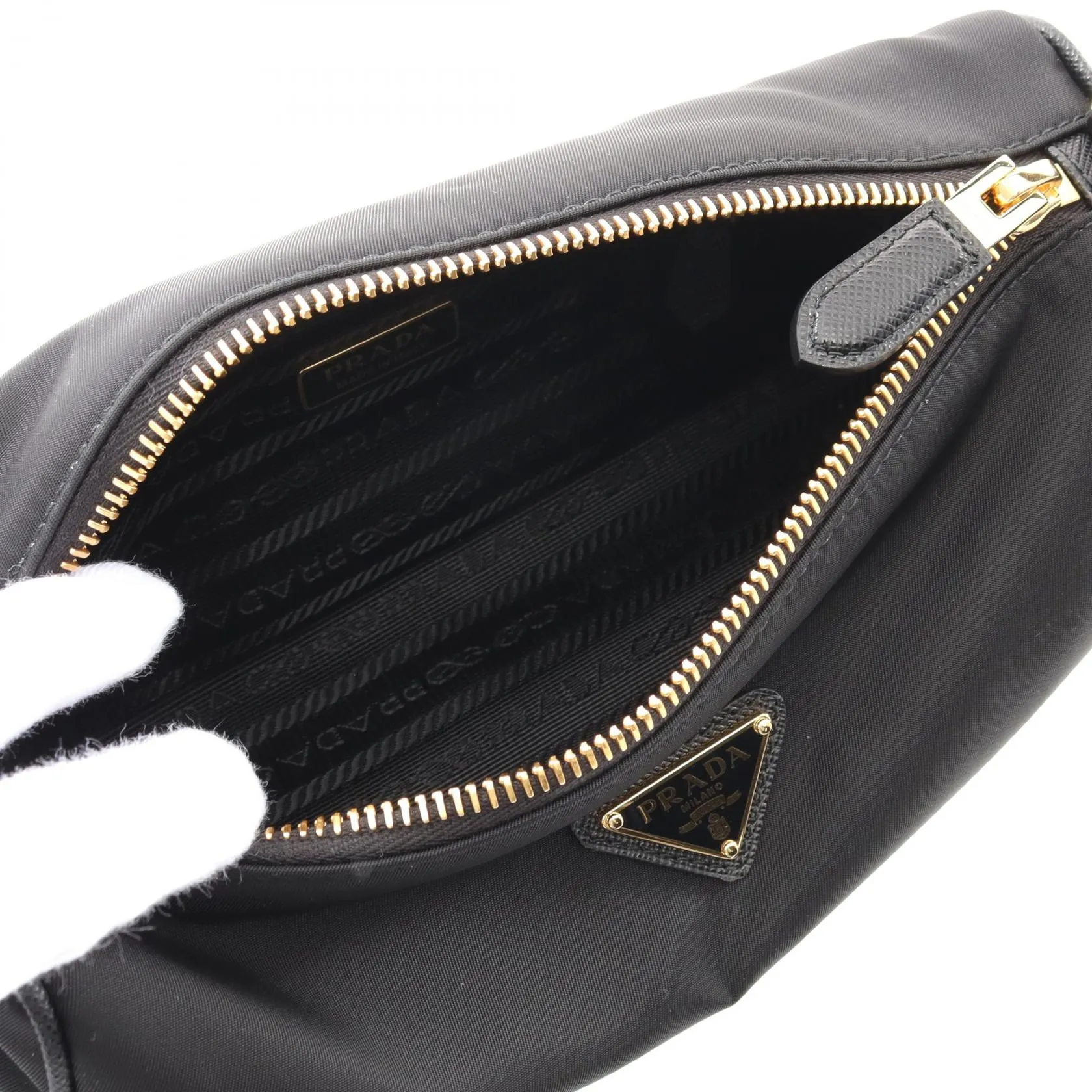 Prada Re-Nylon Pouch Saffiano Leather Crossbody