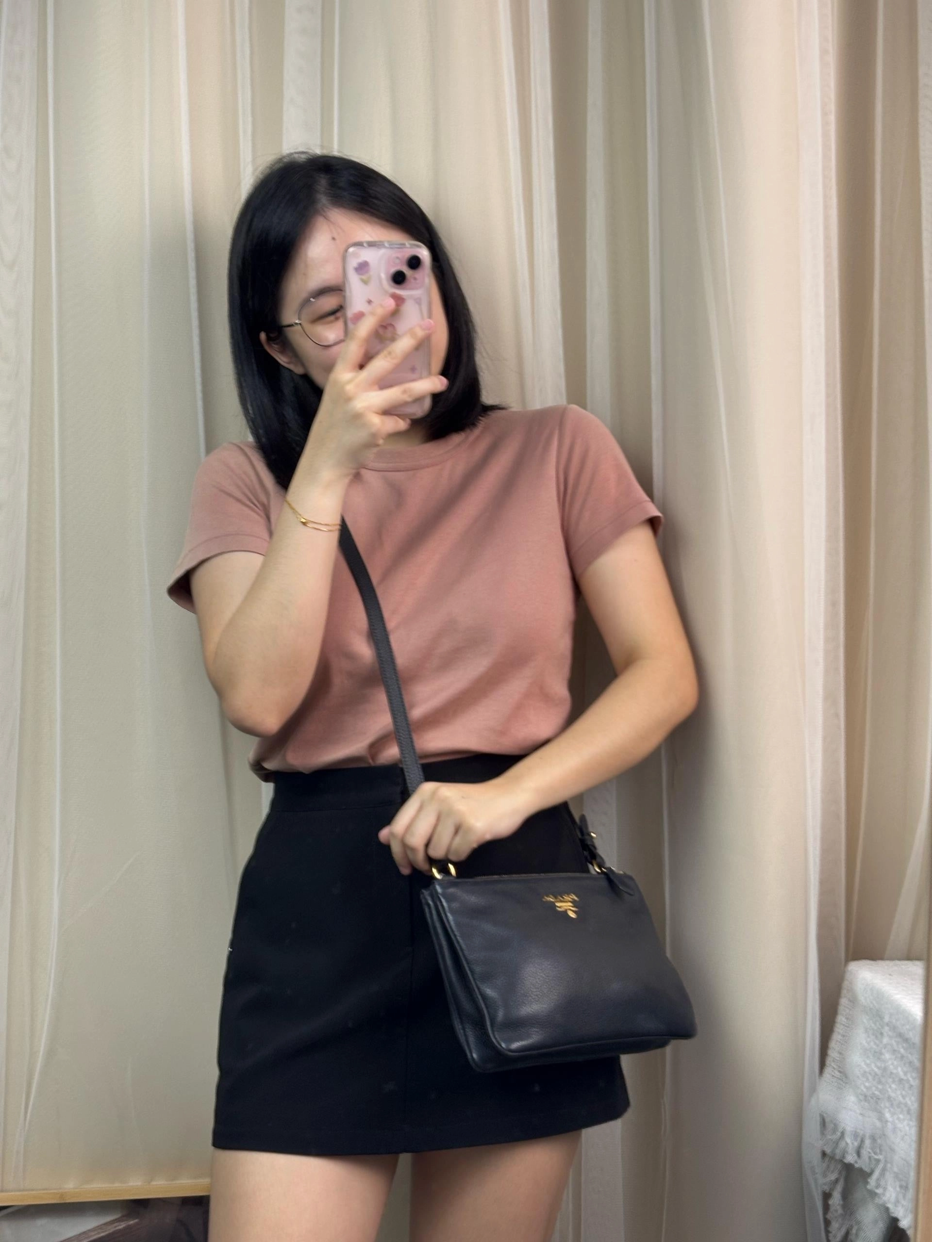 Prada Black Calfskin Double Zip Crossbody Bag