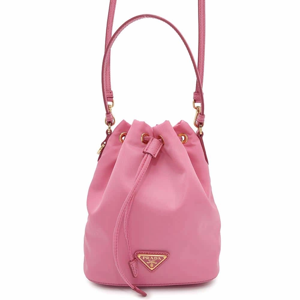 PRADA Drawstring Bag Shoulder Bag Pink1BE067 Nylon