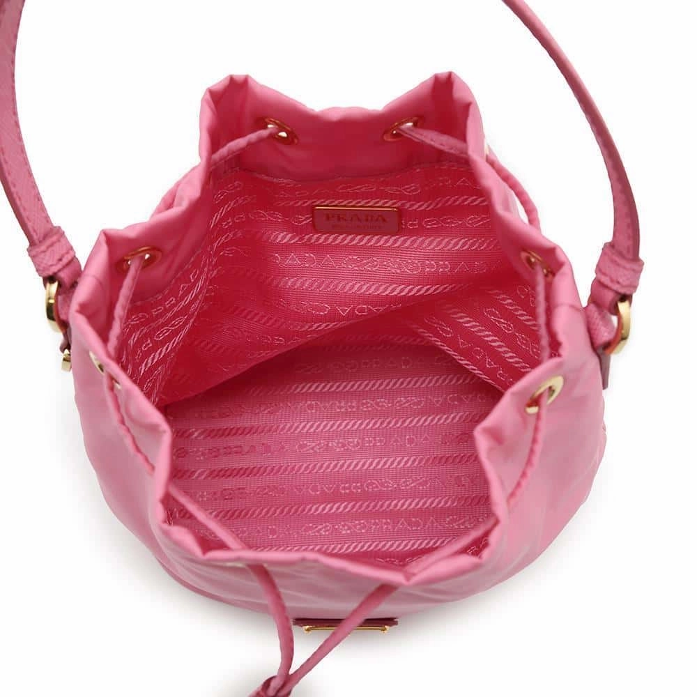 PRADA Drawstring Bag Shoulder Bag Pink1BE067 Nylon