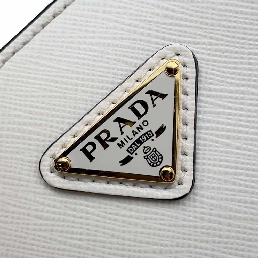 PRADA Saffiano Leather Mini Shoulder Bag White1BA380 Leather