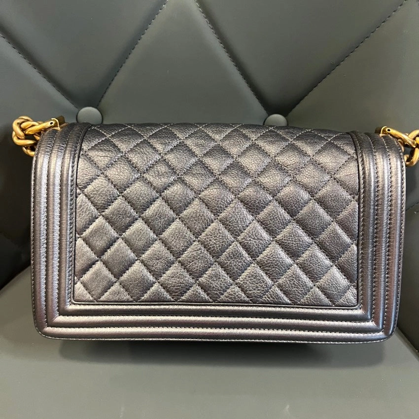 Preloved Chanel Le Boy Black Quilted Leather Crossbody Bag