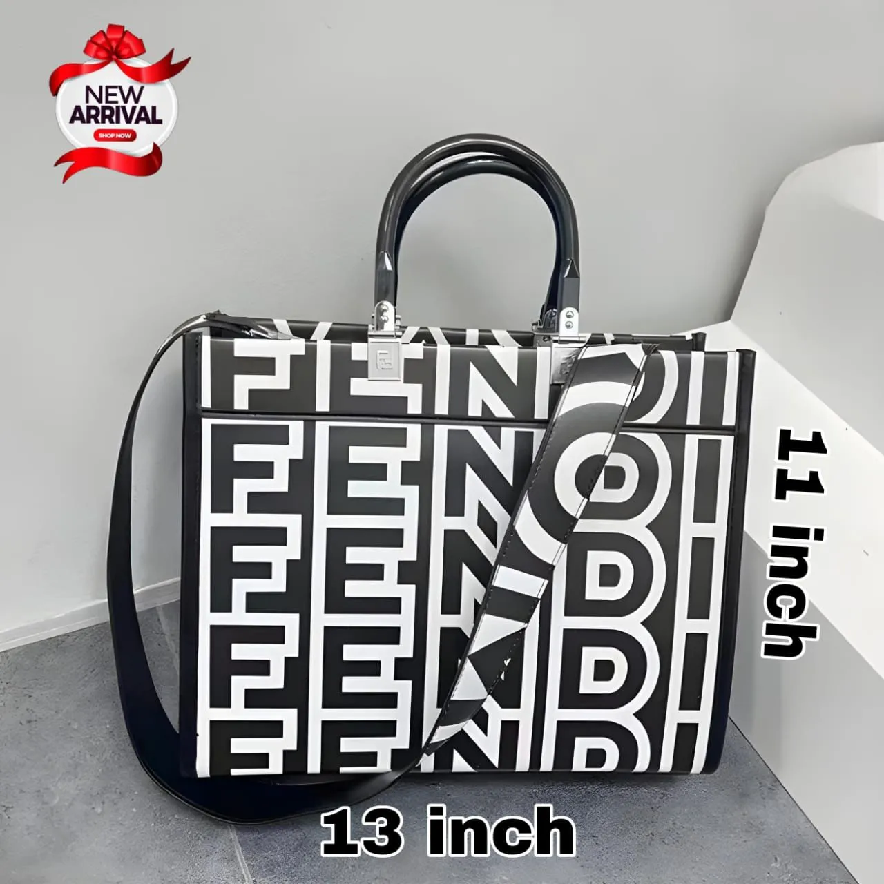 Premium Women Bag - Fendi Roma Imported Branded Shoulder Bag (Brown/White)