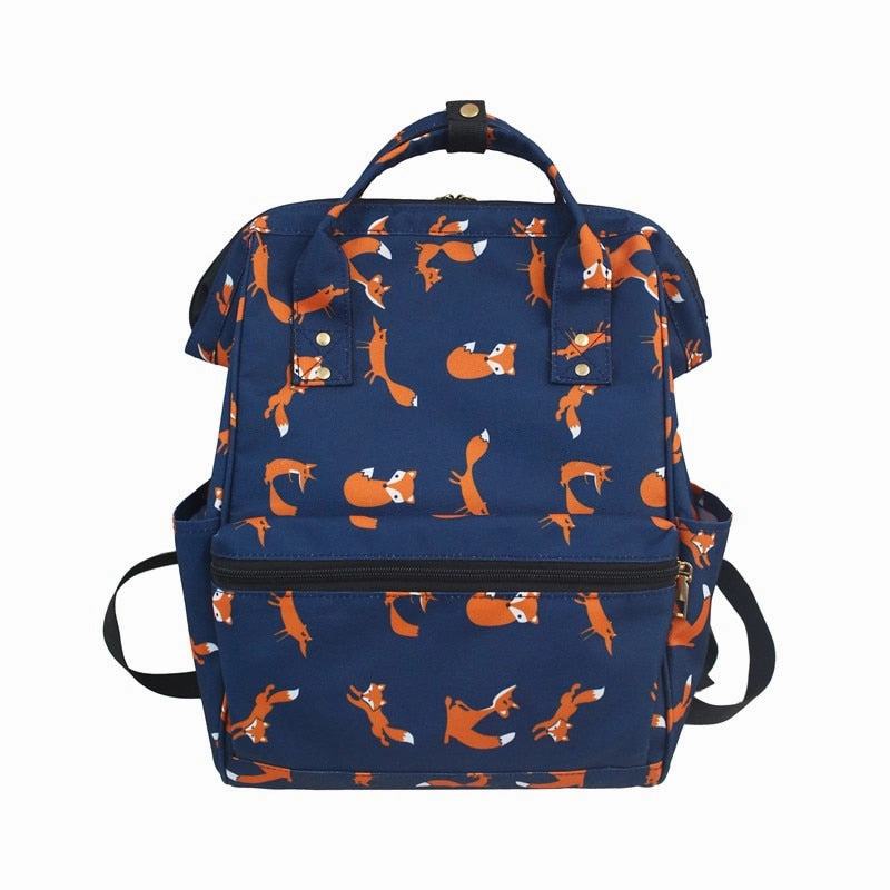 Preppy Waterproof Nylon Women Backpack Fashion Fox Pengui Female Backpack School Bag For Girls Harajuku Student Bookbag Mochilas