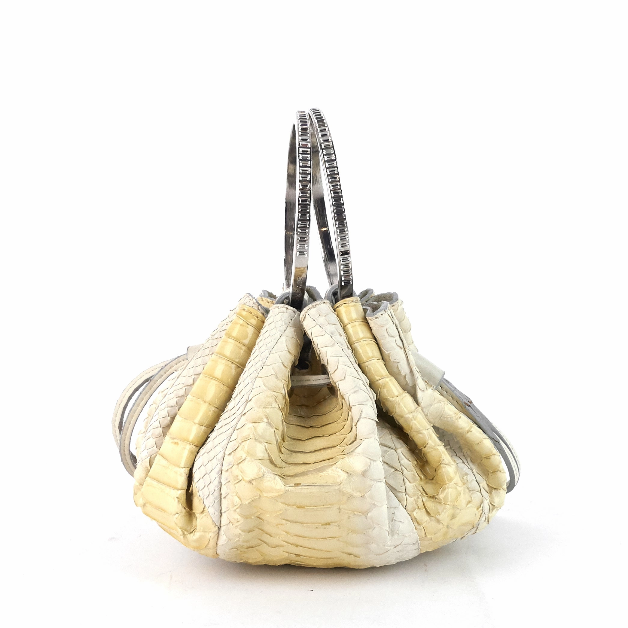 Pumpkin Small Python Leather Bucket Bag