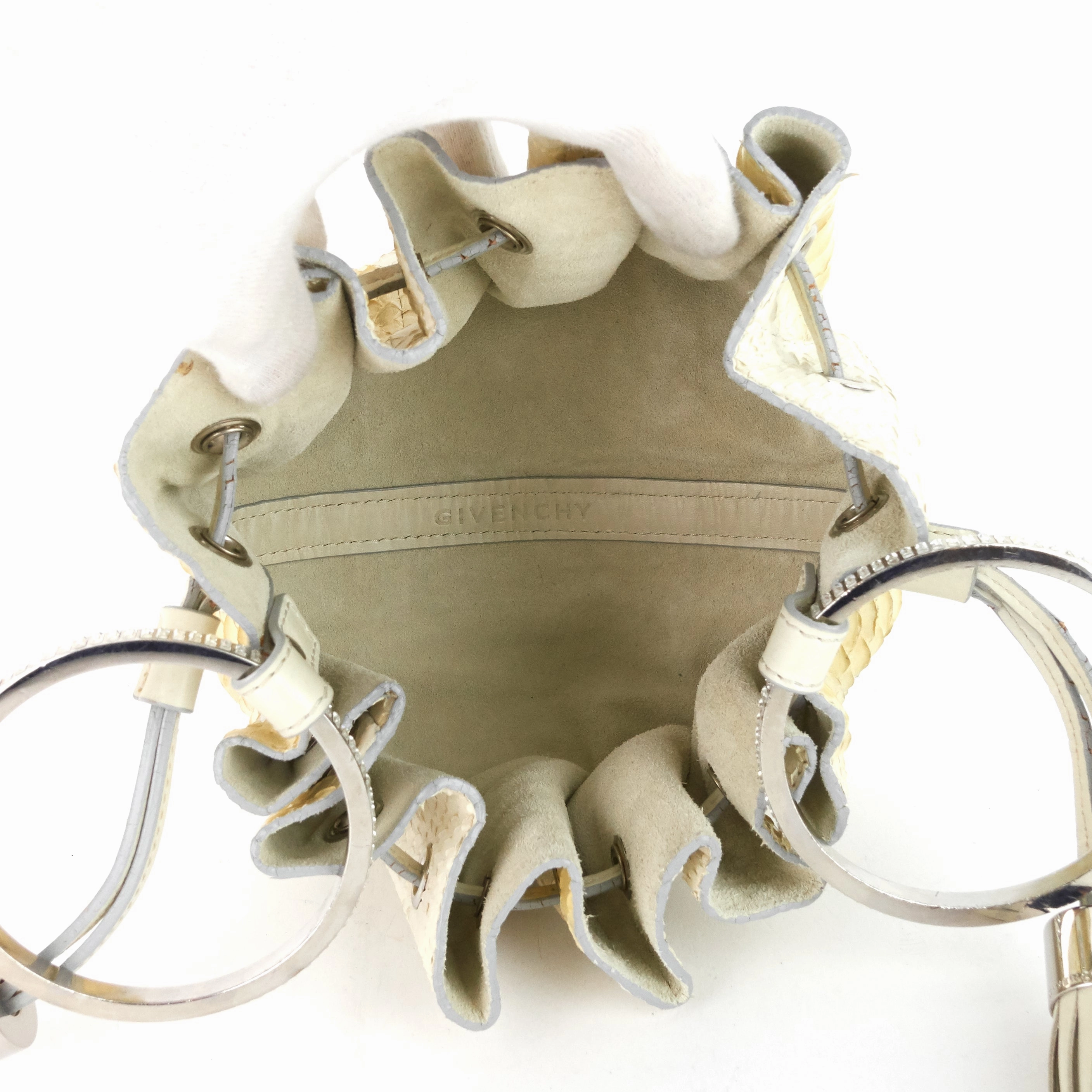 Pumpkin Small Python Leather Bucket Bag