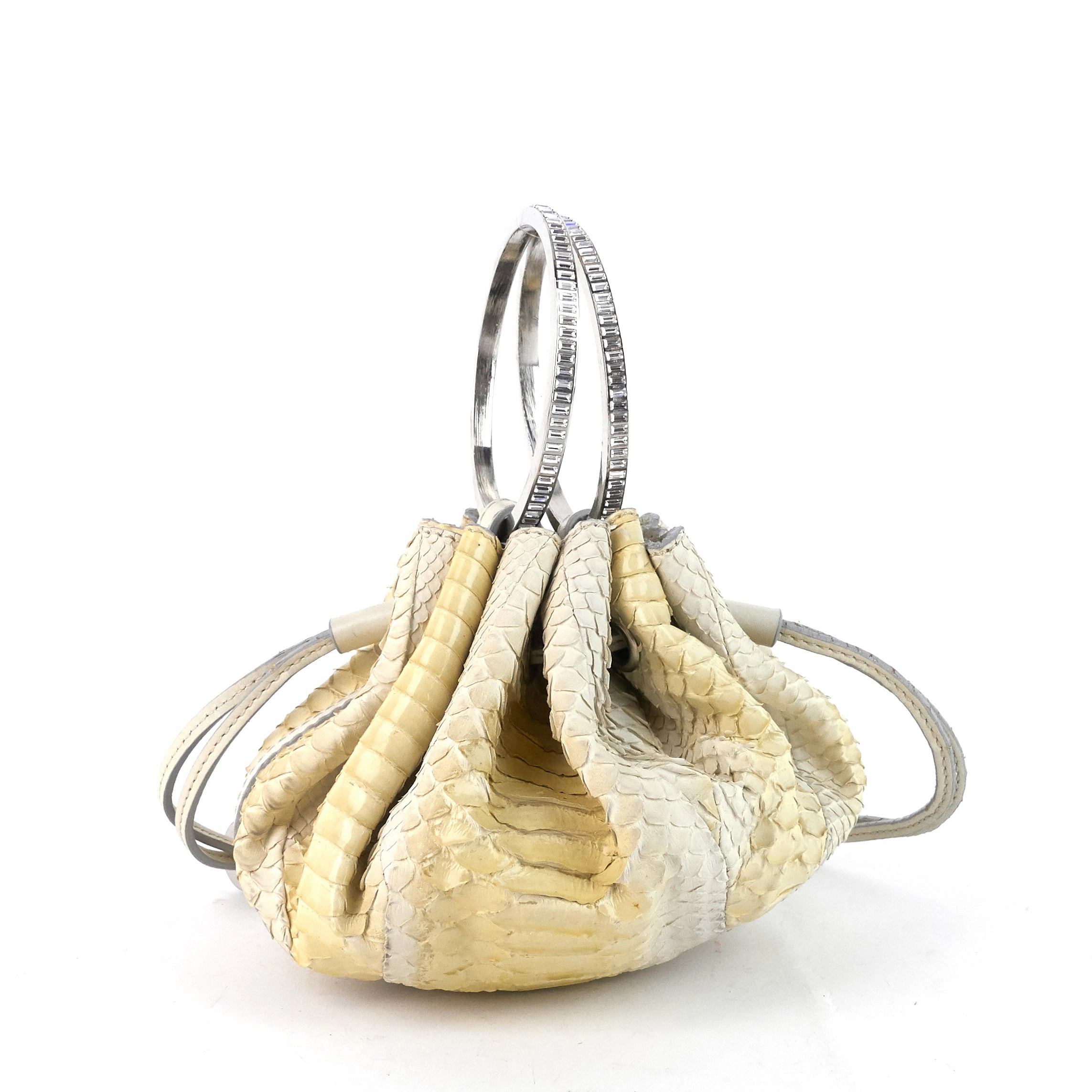 Pumpkin Small Python Leather Bucket Bag