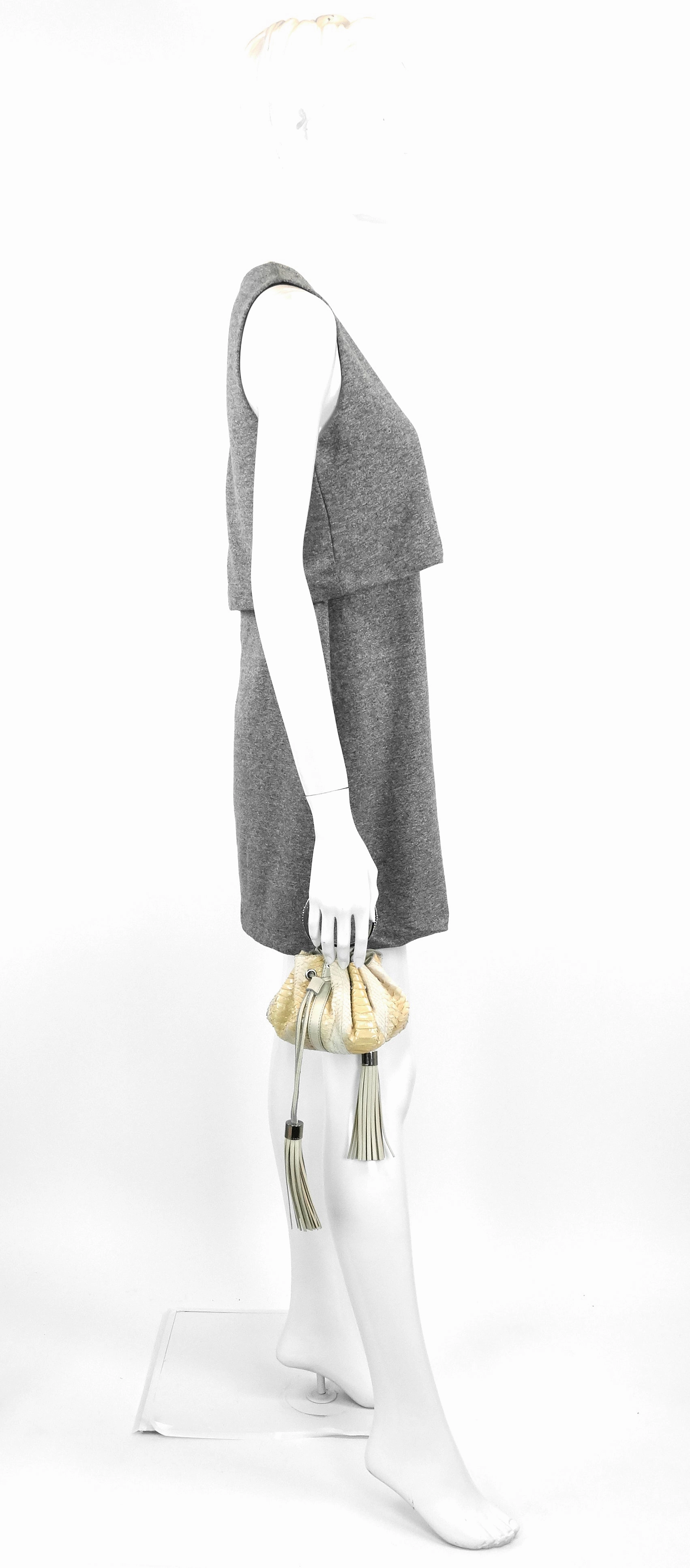 Pumpkin Small Python Leather Bucket Bag