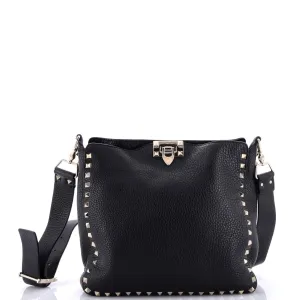 Rockstud Flip Lock Messenger Bag Leather Small