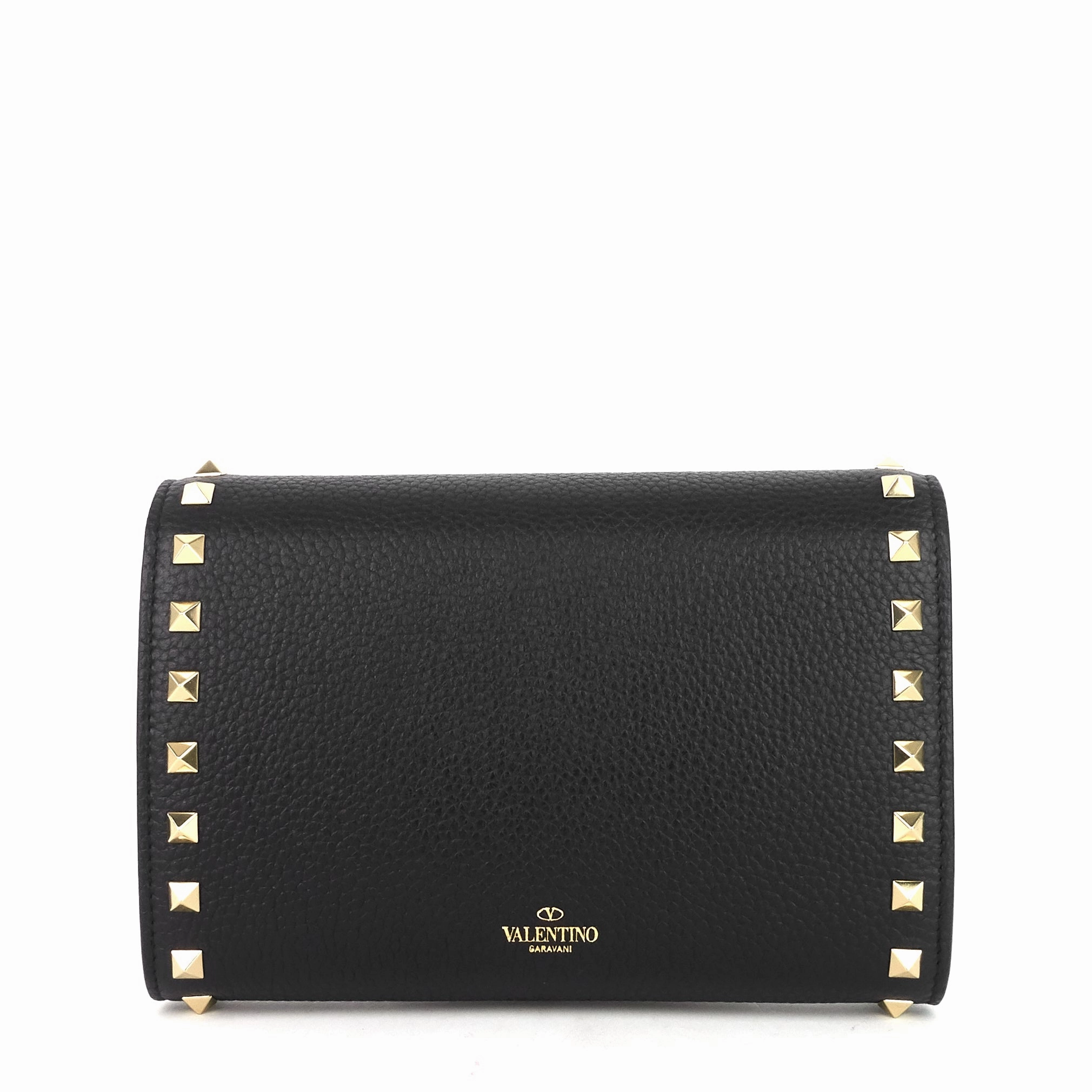 Rockstud Calf Leather Wallet on Chain