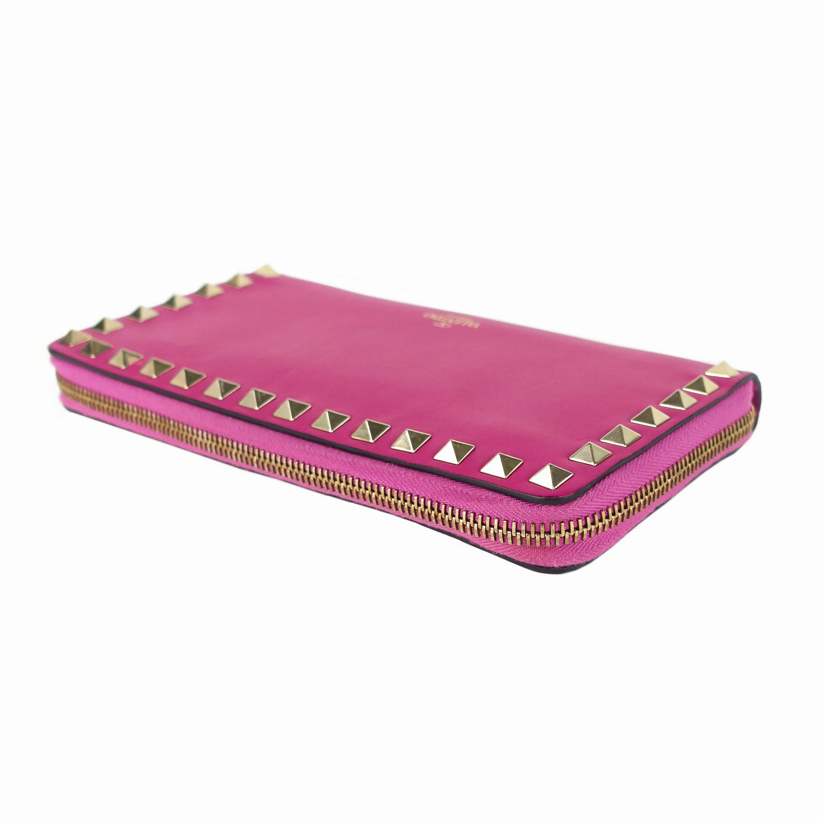 Rockstud Calfskin Leather Wallet