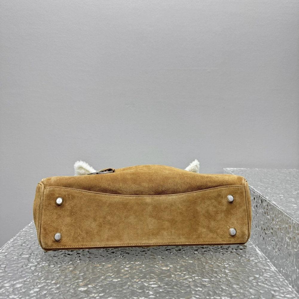 Rodeo Large Shearling-Lined Suede Shoulder Bag Leather Tote Bag for Women