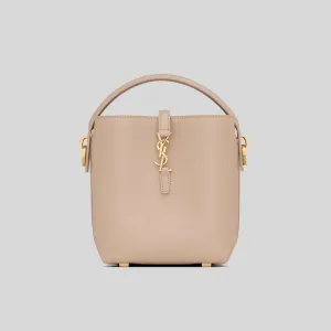 SAINT LAURENT YSL LE 37 Mini Bucket Bag In Shiny Leather Dark Beige 7658702R20W2