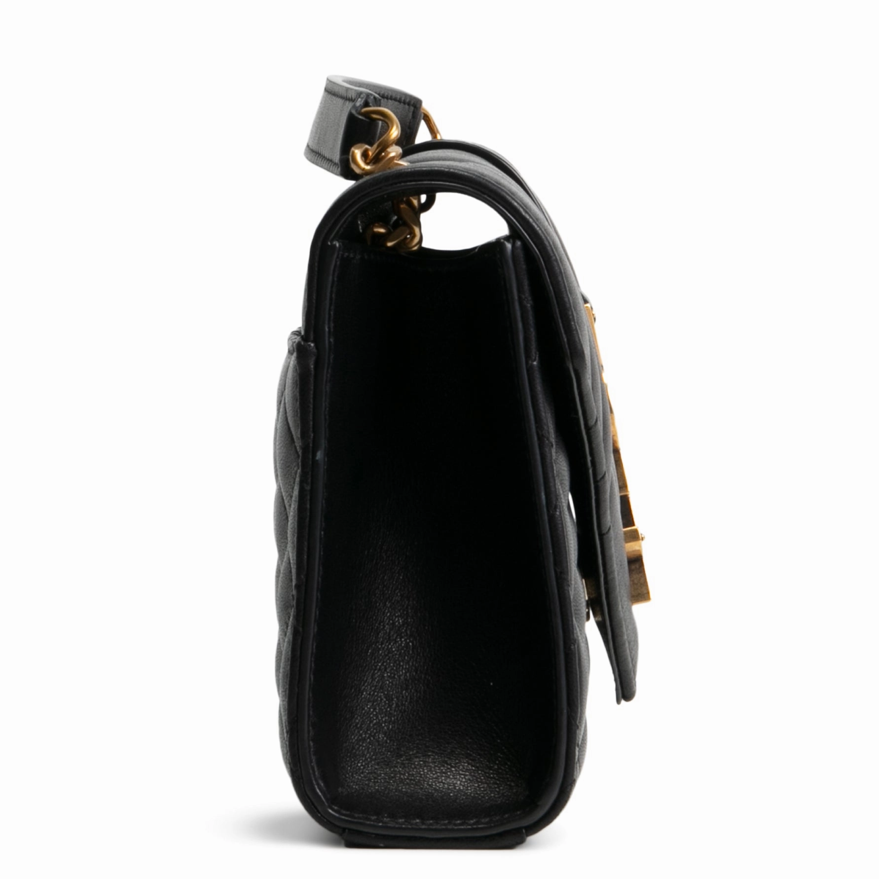 SAINT LAURENT Triquilt Envelope Small Lambskin Shoulder Bag- Black