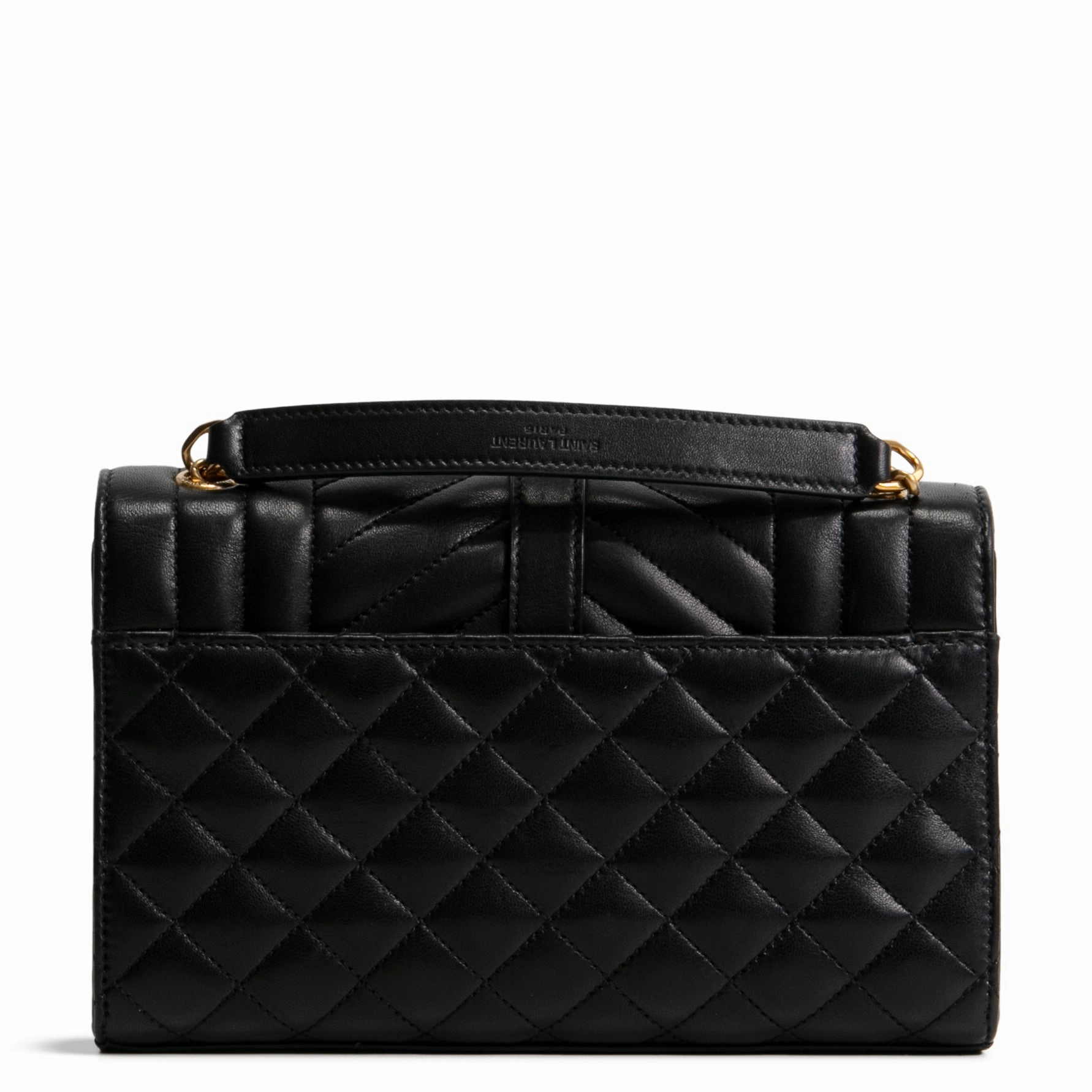 SAINT LAURENT Triquilt Envelope Small Lambskin Shoulder Bag- Black