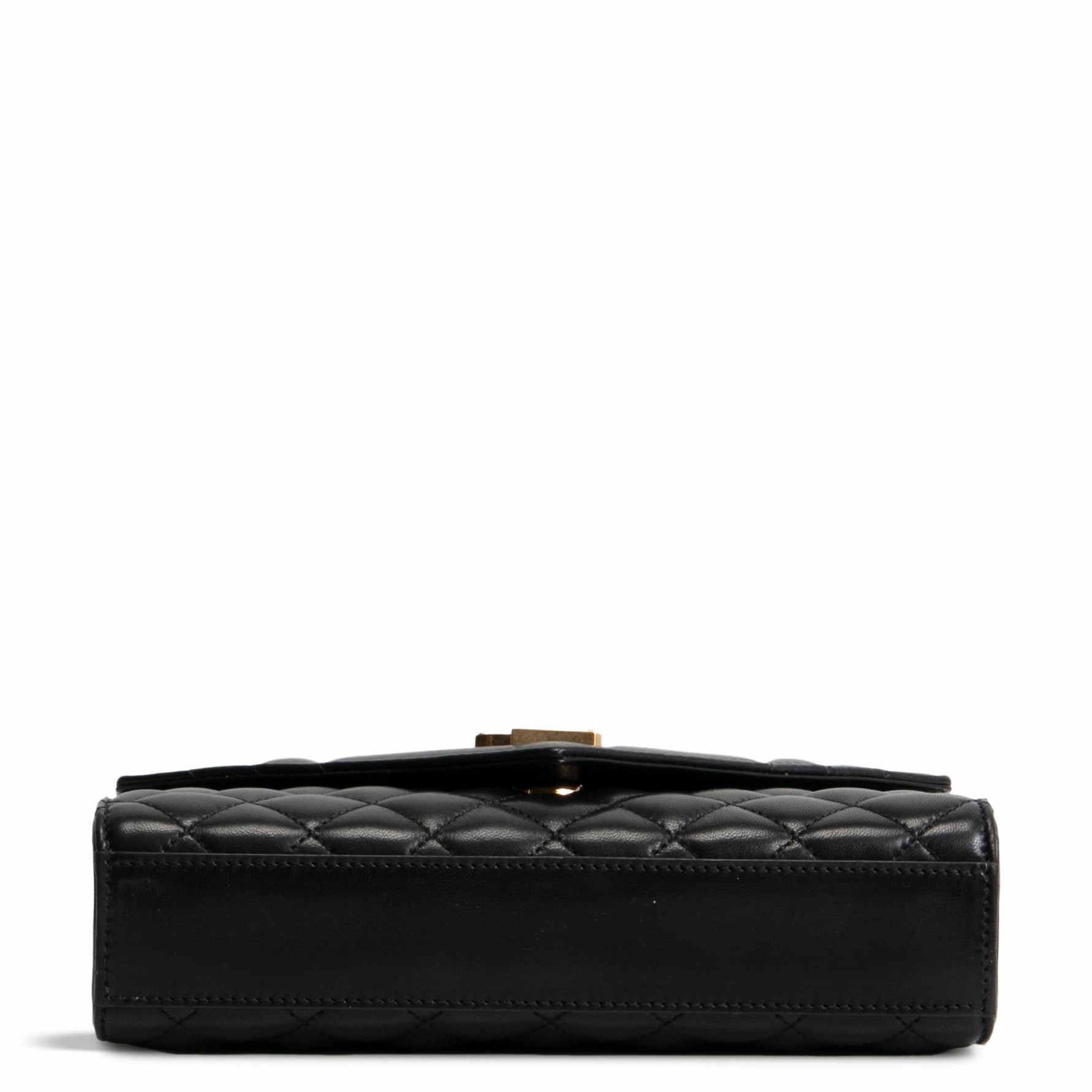 SAINT LAURENT Triquilt Envelope Small Lambskin Shoulder Bag- Black