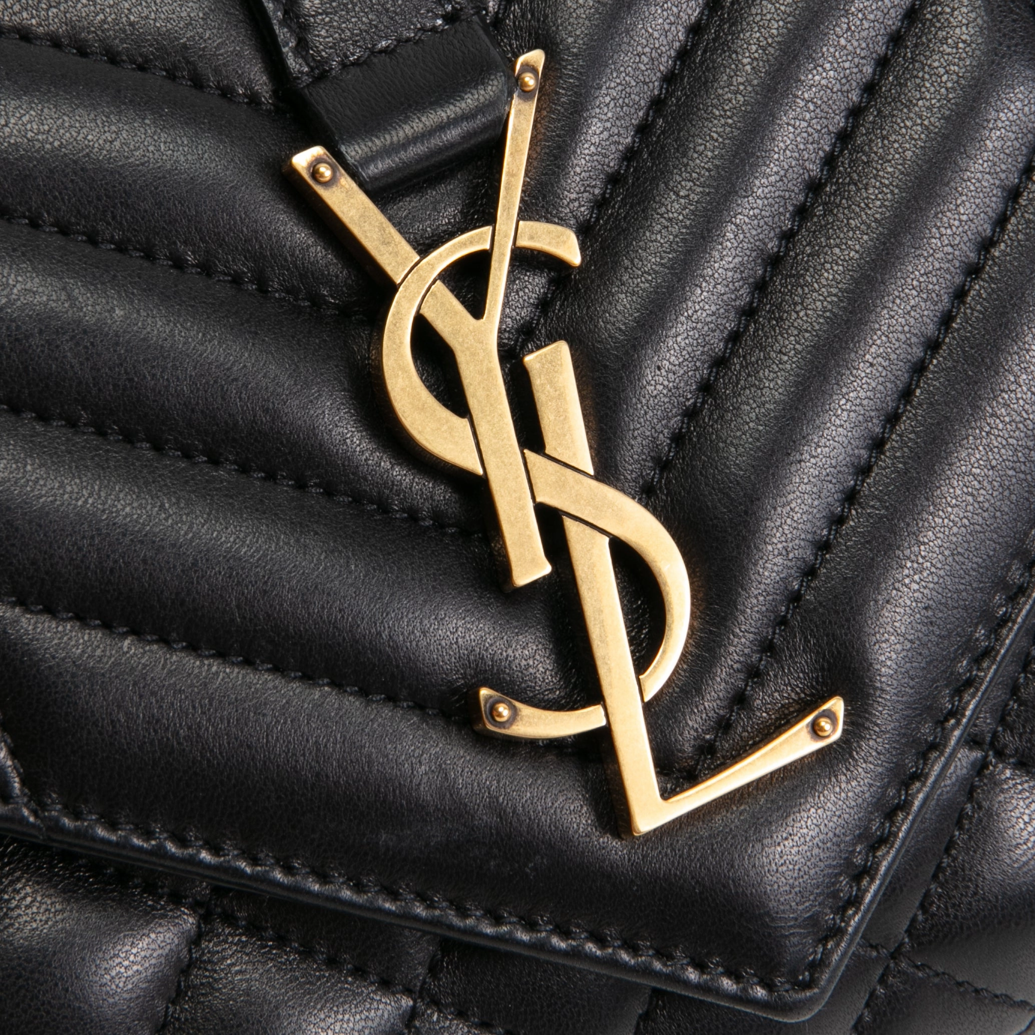 SAINT LAURENT Triquilt Envelope Small Lambskin Shoulder Bag- Black